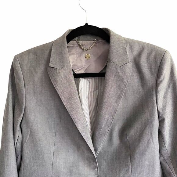 Massimo DUTTI Wool Button Front Blazer Grey 12 - Picture 5 of 16